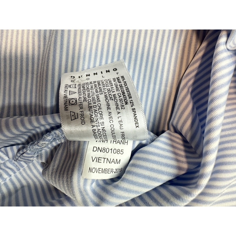 Dunning Polo Shirt Mens Medium Blue Striped Performance Scotland Flower - Picture 8 of 11